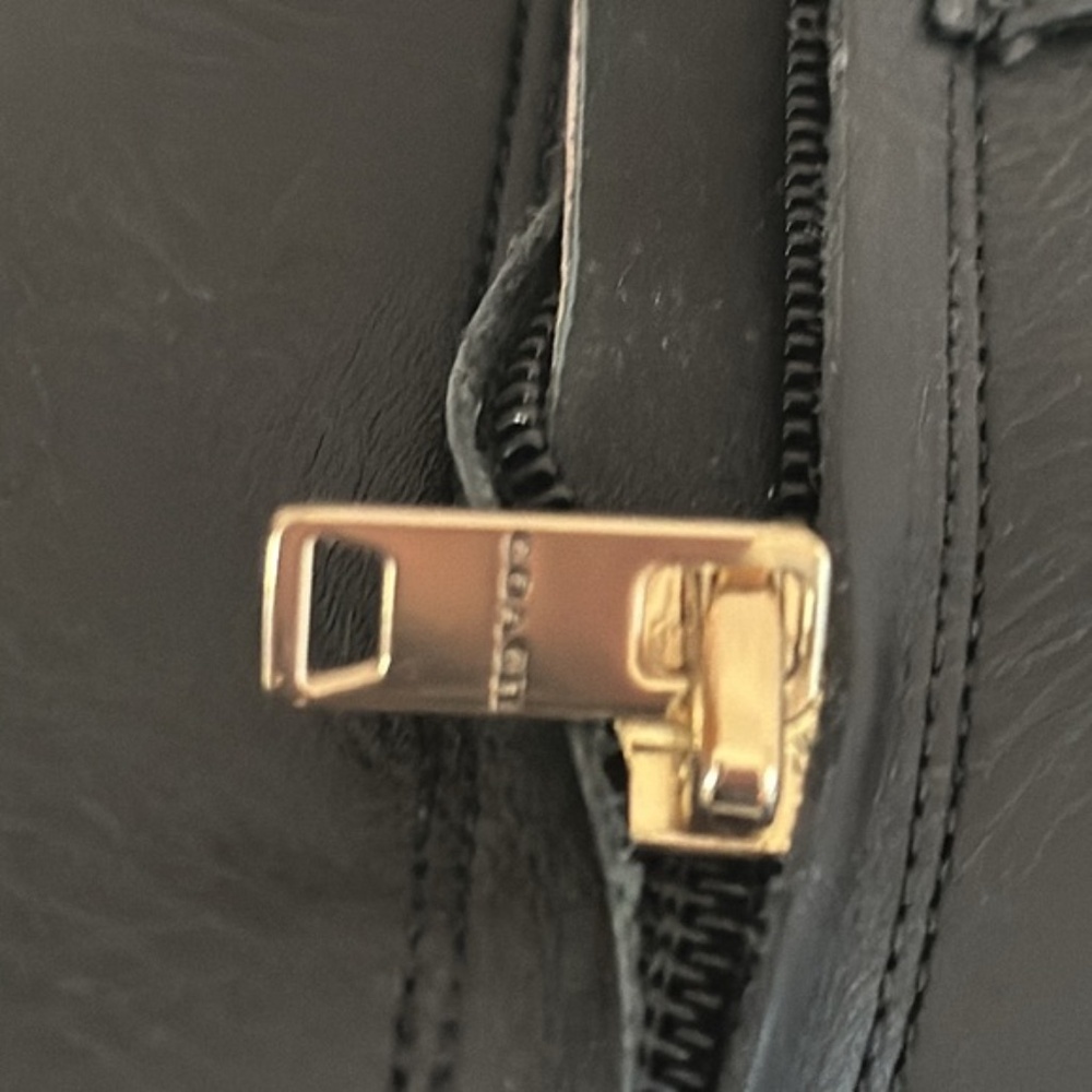 COACH Olivia bootie black leather ankle zipper size 6B block heel *missing chain - Picture 7 of 10